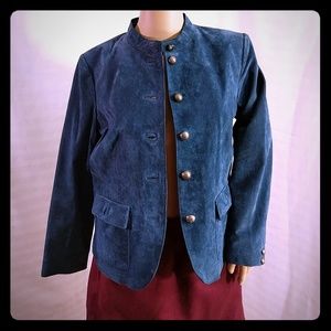 Charter Club suede leather jacket teal M